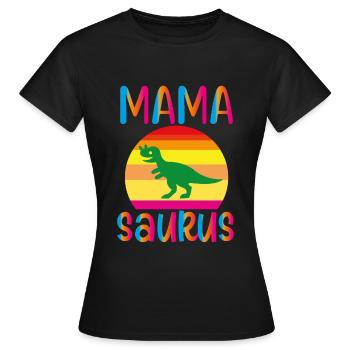 Mama Saurus Rainbow Coucher de soleil - T-shirt Femme - noir - Devant - AI Model Female 172 dark (172cm)