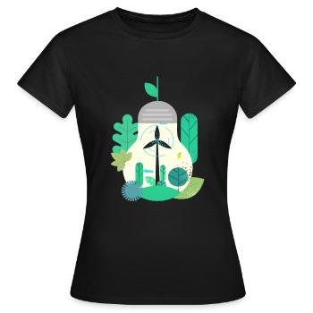 Glühbirne Windkraft Windpower - Frauen T-Shirt - Schwarz - Vorne - AI Model Female 172 dark (172cm)
