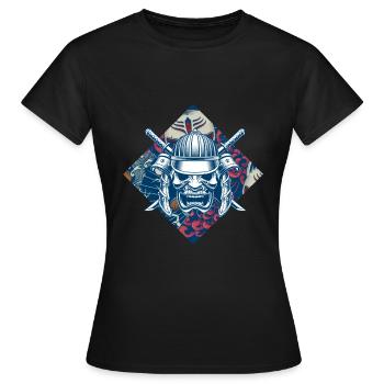 Samurai Japan Maske Japanische Kunst - Frauen T-Shirt - Schwarz - Vorne - AI Model Female 172 dark (172cm)
