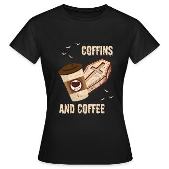 Cercueils et café Cercueil Halloween Café - T-shirt Femme - noir - Devant - AI Model Female 172 dark (172cm)