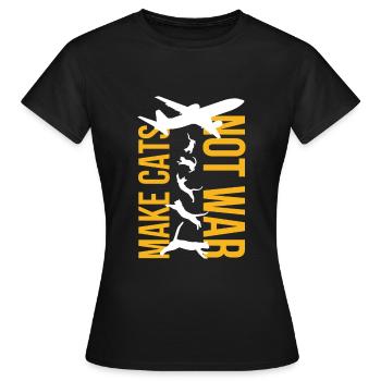 Faites des chats pas la guerre Paix mondiale Anti-guerre - T-shirt Femme - noir - Devant - AI Model Female 172 dark (172cm)