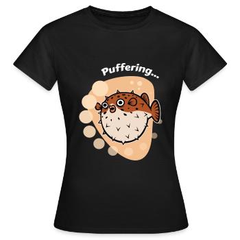 Tampon... Poisson-globe mer - T-shirt Femme - noir - Devant - AI Model Female 172 dark (172cm)