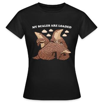Mes écailles sont chargées Pangolin - T-shirt Femme - noir - Devant - AI Model Female 172 dark (172cm)