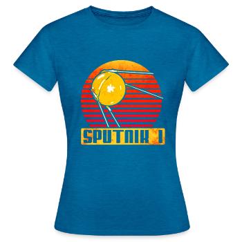 Sputnik 1 Satellit - Frauen T-Shirt - Antikblaues Saphir meliert - Vorne - AI Model Female 172 dark (172cm)