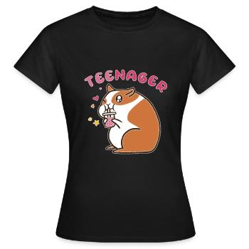 TeeNager Tea Hamster Adolescent Rongeur - T-shirt Femme - noir - Devant - AI Model Female 172 dark (172cm)