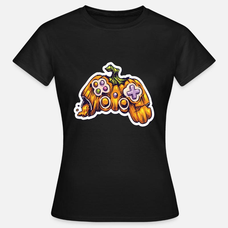 Pumpkin Joystick Controller Gamer - Women's T-Shirt - black