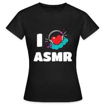 I Love ASMR Herz Kopfhörer - Frauen T-Shirt - Schwarz - Vorne - AI Model Female 172 dark (172cm)