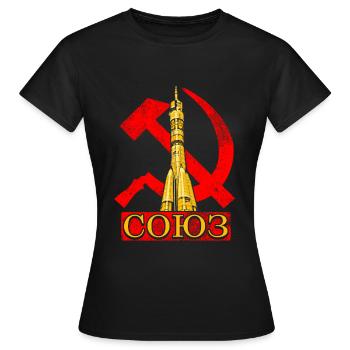 Soyuz rocket Soviet Union - Women's T-Shirt - black - Front - AI Model Female 172 dark (172cm)