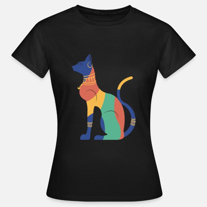 Bastet Chat égyptien Egypte Pyramide - T-shirt Femme - noir