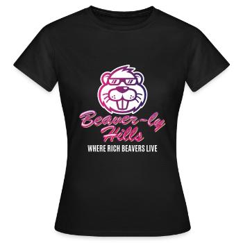 Beaver-ly Hills Biber Beverly Hills - Frauen T-Shirt - Schwarz - Vorne - AI Model Female 172 dark (172cm)