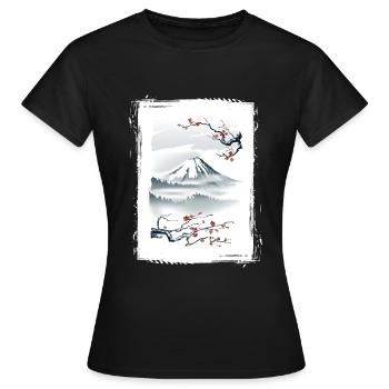 Fuji Cherry Blossoms Cherry Tree Japan Natural - Women's T-Shirt - black - Front - AI Model Female 172 dark (172cm)