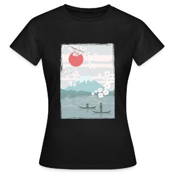 Kirschblüten Fuji Kirschbaum Japan Natur - Frauen T-Shirt - Schwarz - Vorne - AI Model Female 172 dark (172cm)
