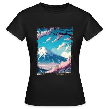 Japan Fuji Kirschblüten Kirschbaum Natur - Frauen T-Shirt - Schwarz - Vorne - AI Model Female 172 dark (172cm)