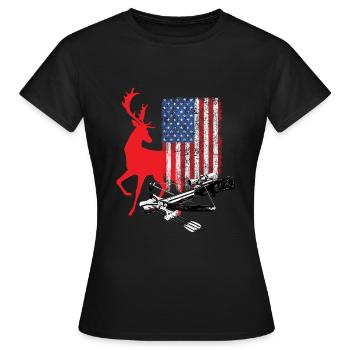 American Crossbow Hunter Armbrust - Frauen T-Shirt - Schwarz - Vorne - AI Model Female 172 dark (172cm)
