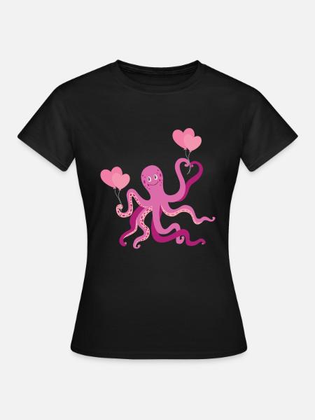 Octopus Heart Enfants Calmar - T-shirt Femme - noir