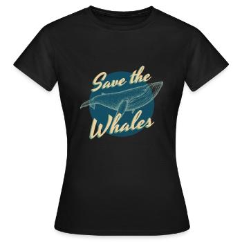Blue Whale Save The Whales Whale Sea - T-shirt Femme - noir - Devant - AI Model Female 172 dark (172cm)