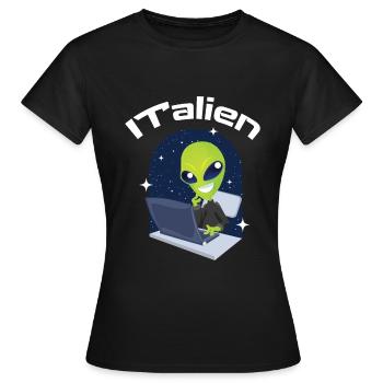 ITalien Alien Informatiker Hacker Coder - Frauen T-Shirt - Schwarz - Vorne - AI Model Female 172 dark (172cm)