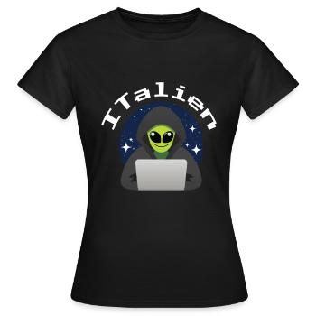 ITalien Alien Informatiker Hacker Coder - Frauen T-Shirt - Schwarz - Vorne - AI Model Female 172 dark (172cm)