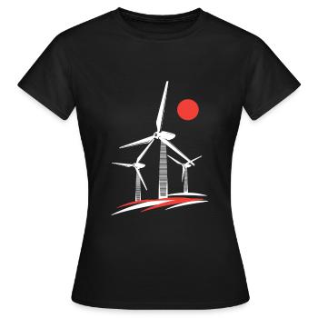 Wind turbine Wind power Wind power Wind energy - Women's T-Shirt - black - Front - AI Model Female 172 dark (172cm)