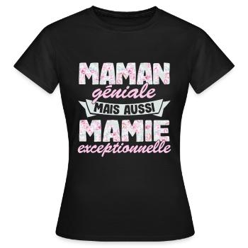 Maman géniale Mamie Exceptionnelle Fête des Mères - T-shirt Femme - noir - Devant - AI Model Female 172 dark (172cm)