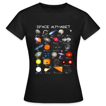 Alphabet de l’astronomie spatiale ABC - T-shirt Femme - noir - Devant - AI Model Female 172 dark (172cm)