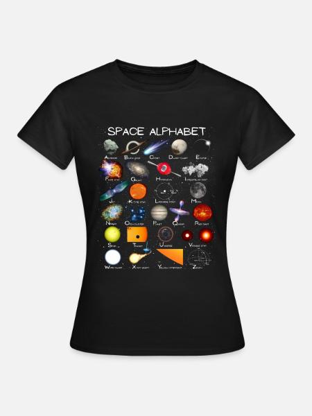 Space Astronomy Alphabet ABC - Women's T-Shirt - black