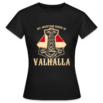 Mes ancêtres résident au Valhalla - Danemark - T-shirt Femme - noir - Devant - AI Model Female 172 dark (172cm)