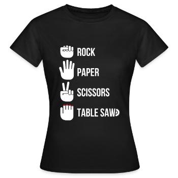 Rock Paper Scissors Table Saw Carpenter - Women's T-Shirt - black - Front - AI Model Female 172 dark (172cm)