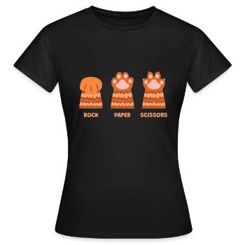 Rock Paper Scissors Cat Kitten - Women's T-Shirt - black - Front - AI Model Female 172 dark (172cm)