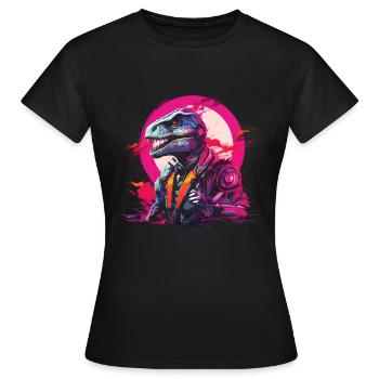 T-Rex futuriste - T-shirt Femme - noir - Devant - AI Model Female 172 dark (172cm)