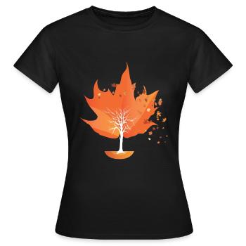 Arbre d’automne Feuilles d’automne Feuilles d’automne - T-shirt Femme - noir - Devant - AI Model Female 172 dark (172cm)