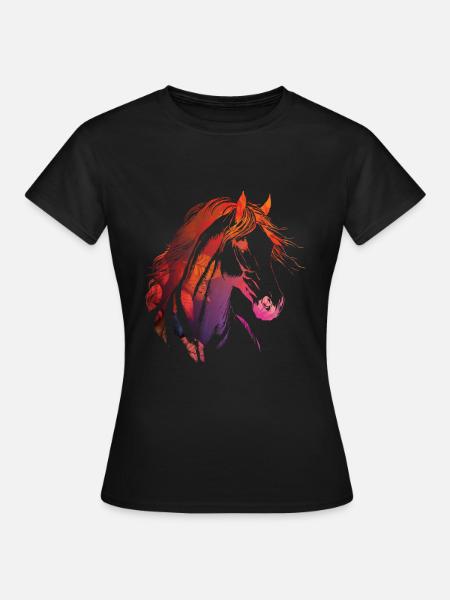 Herbst Pferde Pferd Fall Autumn Blätter - Frauen T-Shirt - Schwarz