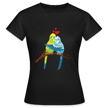 Mignon Perruche Amour Coeur Oiseau - T-shirt Femme - noir - Devant - AI Model Female 172 dark (172cm)