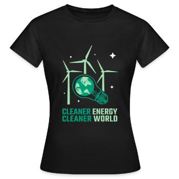 Énergie éolienne Énergie plus propre Énergie éolienne - T-shirt Femme - noir - Devant - AI Model Female 172 dark (172cm)