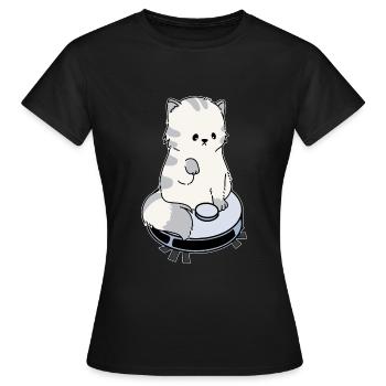 Cat Aspirateur Robot Aspirateur - T-shirt Femme - noir - Devant - AI Model Female 172 dark (172cm)