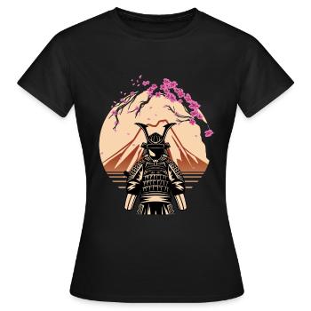 Samurai Fuji Japan Kämpfer Japanisch - Frauen T-Shirt - Schwarz - Vorne - AI Model Female 172 dark (172cm)