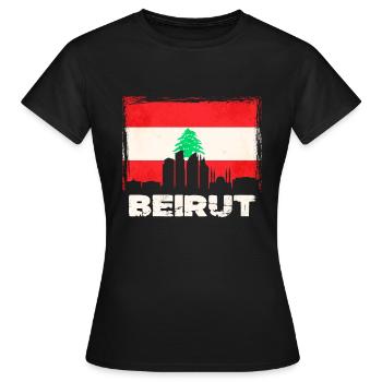 Beirut Libanon Flagge - Frauen T-Shirt - Schwarz - Vorne - AI Model Female 172 dark (172cm)