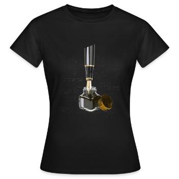 Encre et stylo plume Stylo plume - T-shirt Femme - noir - Devant - AI Model Female 172 dark (172cm)
