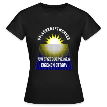 Centrale électrique de balcon Solaire Photovoltaïque - T-shirt Femme - noir - Devant - AI Model Female 172 dark (172cm)