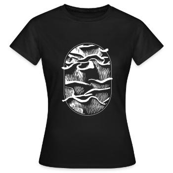 Motif de champignon Variété de champignon Spores de champignon - T-shirt Femme - noir - Devant - AI Model Female 172 dark (172cm)