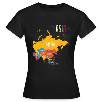 Carte colorée de l’Asie - T-shirt Femme - noir - Devant - AI Model Female 172 dark (172cm)