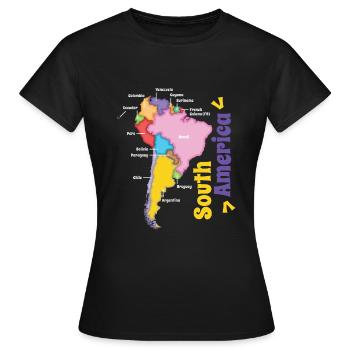 Carte colorée de l’Amérique du Sud - T-shirt Femme - noir - Devant - AI Model Female 172 dark (172cm)