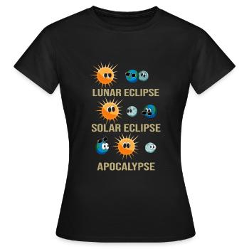 Lustige Mond und Sonnenfinsternis - Frauen T-Shirt - Schwarz - Vorne - AI Model Female 172 dark (172cm)