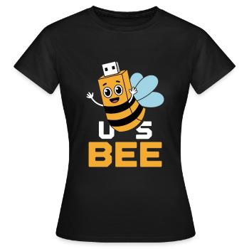 USBEE Bee avec clé USB - T-shirt Femme - noir - Devant - AI Model Female 172 dark (172cm)