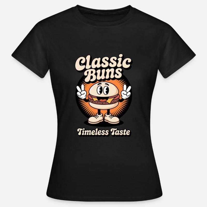 Classic Buns Burger Retro Cartoon - Women's T-Shirt - black