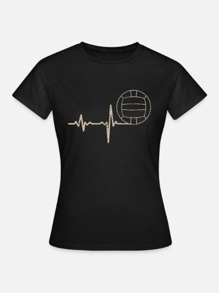 Geschenk Heartbeat Volleyball - Frauen T-Shirt - Schwarz