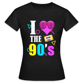 90er Jahre 80er 90s 80s - Frauen T-Shirt - Schwarz - Vorne - AI Model Female 172 dark (172cm)