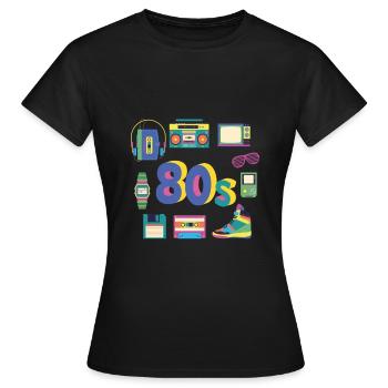 80er 90s 80s 90er Jahre - Frauen T-Shirt - Schwarz - Vorne - AI Model Female 172 dark (172cm)
