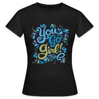 Girl Power Bleu Vert - T-shirt Femme - noir - Devant - AI Model Female 172 dark (172cm)