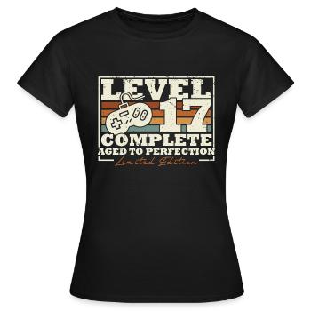 17 Geburtstag Level 17 Complete 17 Jahre Geschenk - Frauen T-Shirt - Schwarz - Vorne - AI Model Female 172 dark (172cm)